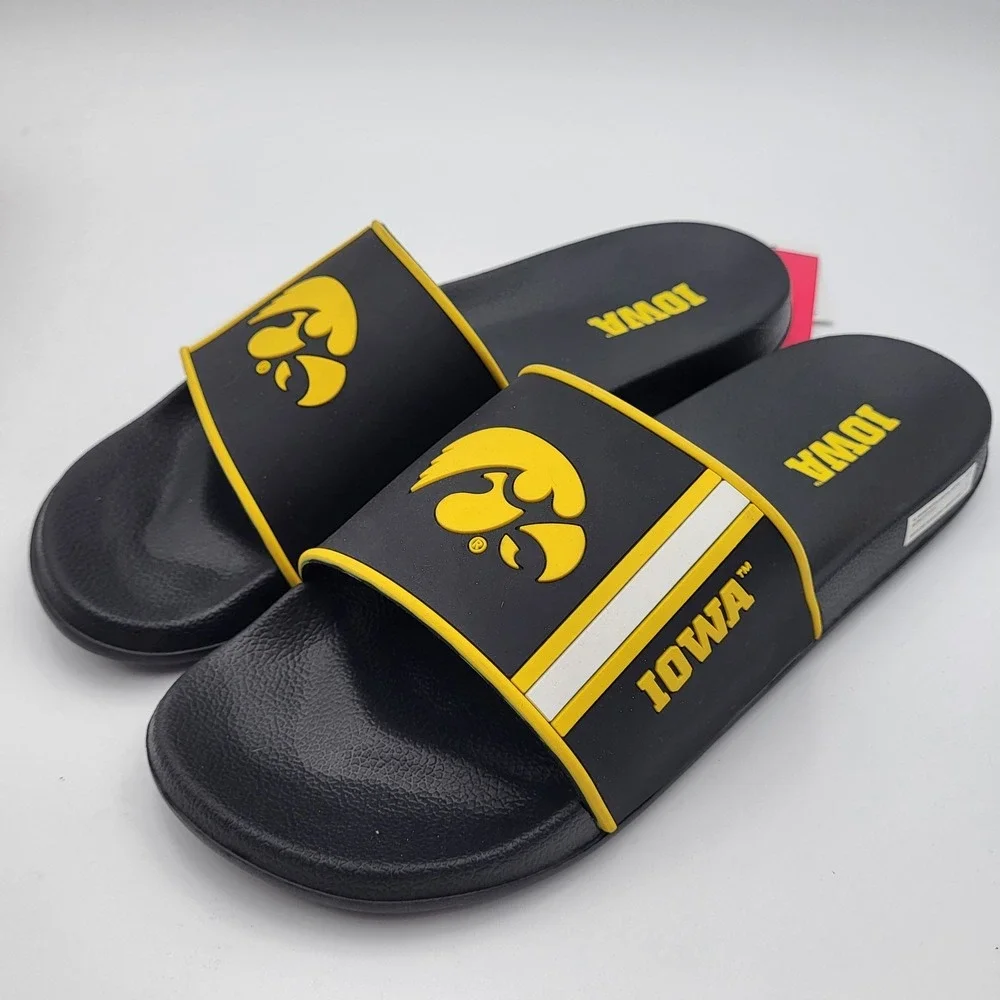 Iowa‎ Hawkeyes Molded Slides FOCO Men's Large 11-12 Black Team Stripe